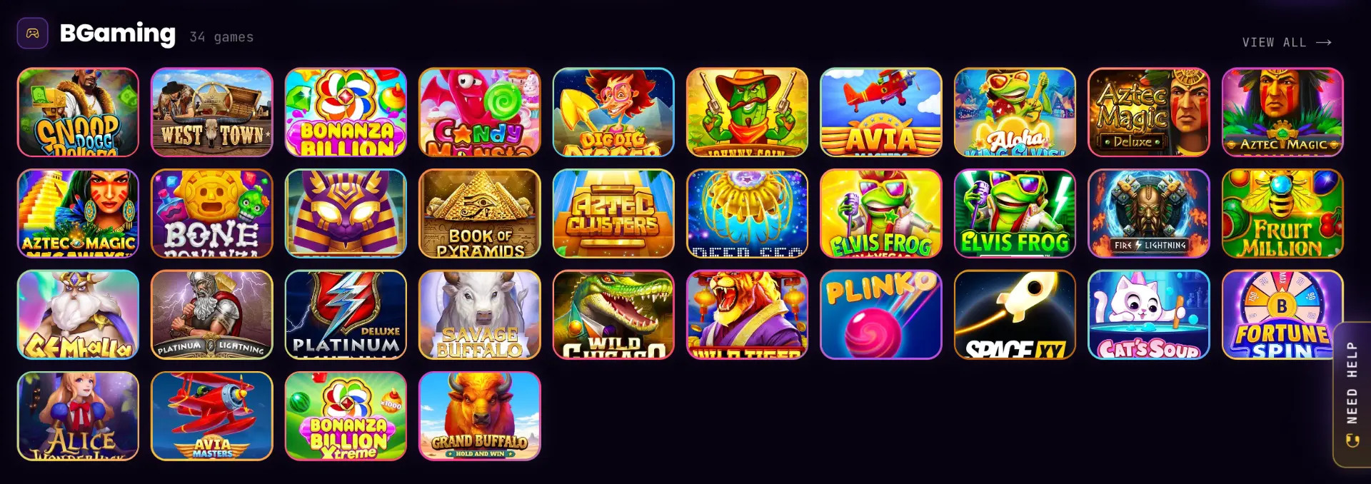 BGaming slot library thumbnails on Ora Games